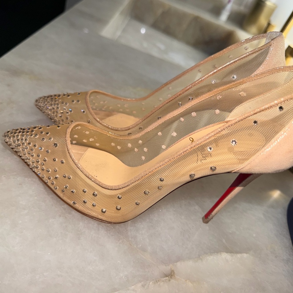 Christian Louboutin Beige Studded Heels - Picture 12 of 12